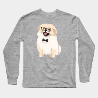 Cute Hipster Pekingese Puppy T-Shirt for Dog Lovers Long Sleeve T-Shirt